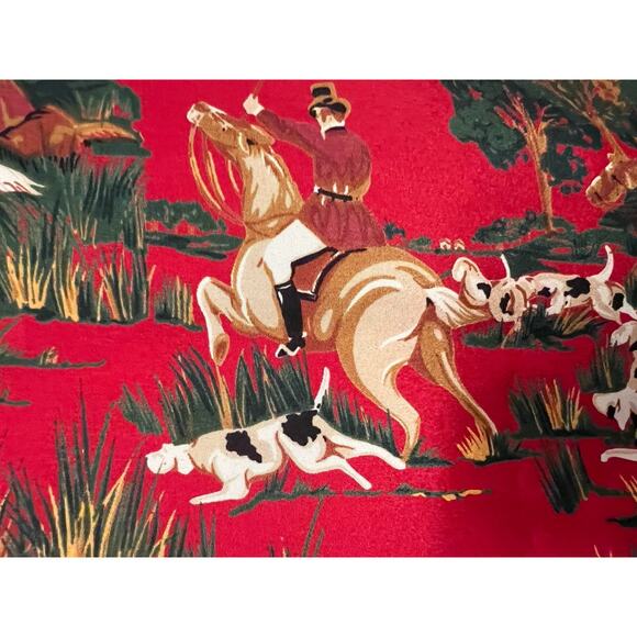 Beautiful Esquestrian Horses Hunting Dogs Red Scarf Wrap Vintage - Picture 12 of 12